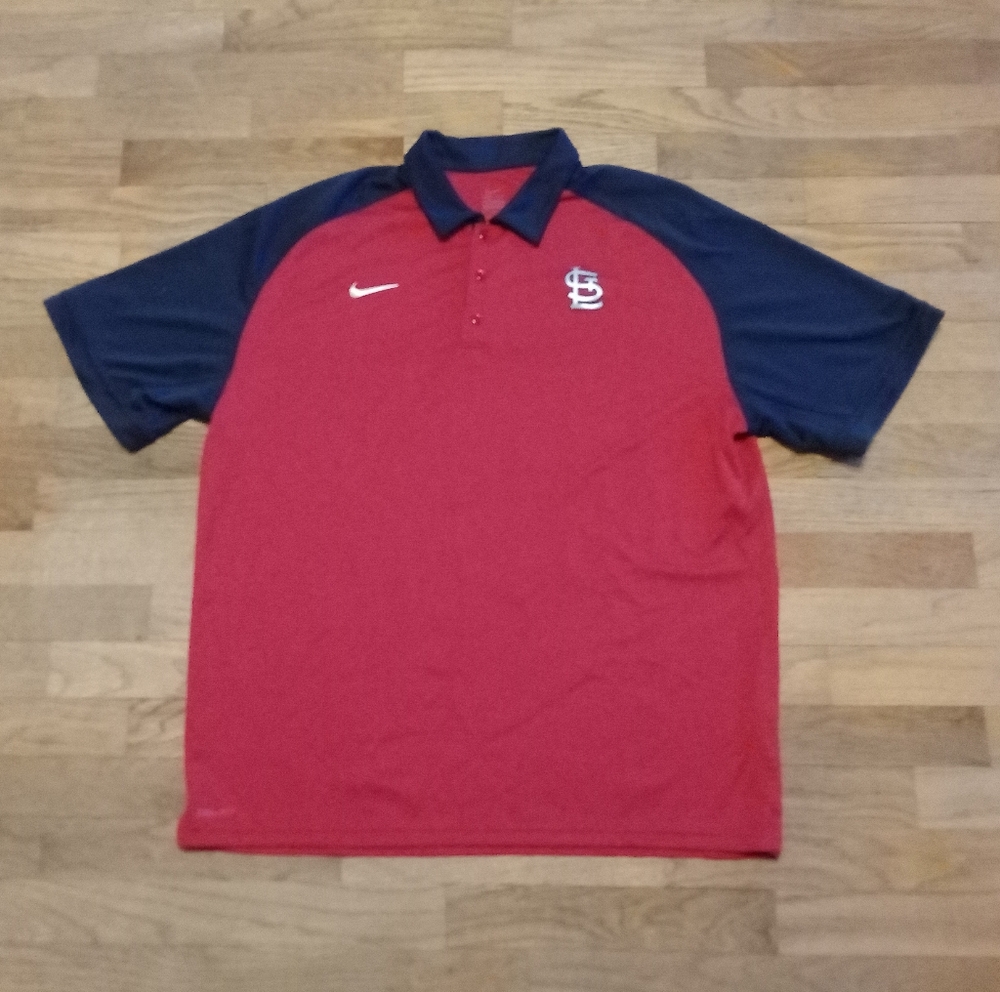 St Louis Cardinals Nike Dri-Fit Polo Golf Shirt Red Blue Men's XL